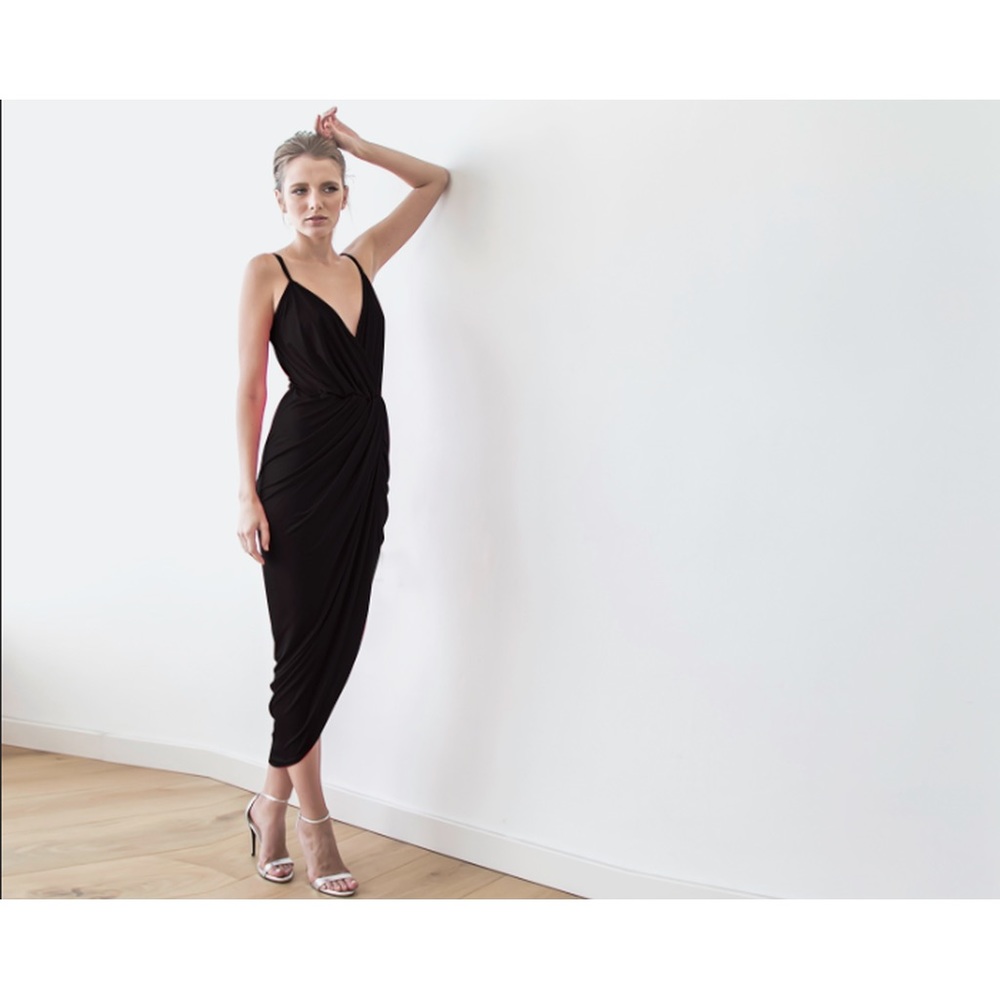 Black sexy wrap maxi dress SALE 1033